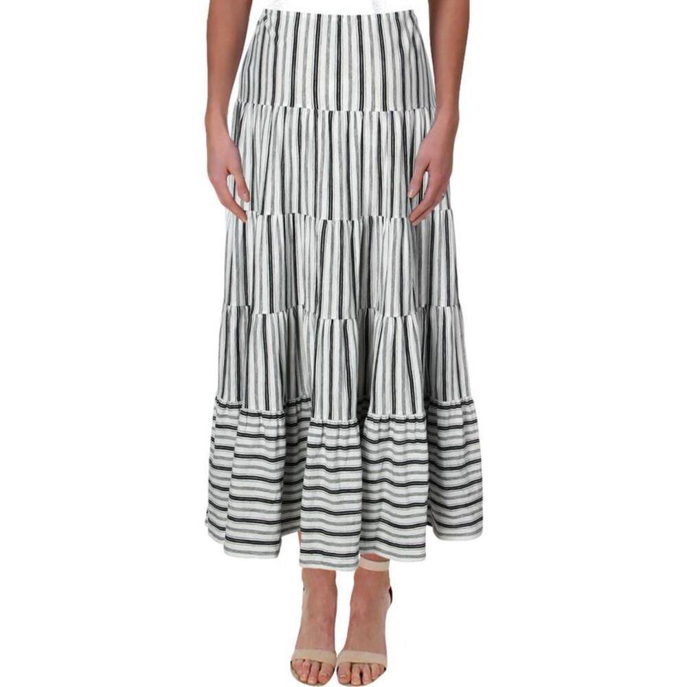Ralph Lauren Stripe-Print Tiered Jersey Cotton Skirt